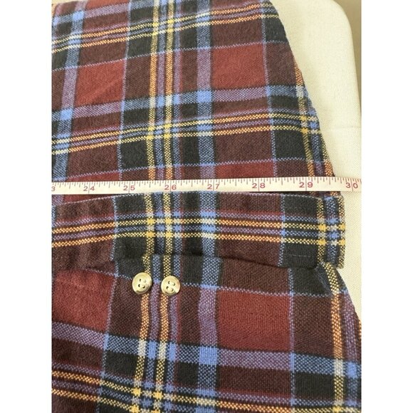 Plaid Flannel Lined Shirt Jacket Shacket Maroon Blue L Cabincore Rugged Mountain - Picture 7 of 9